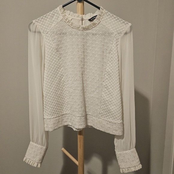Express Tops - Express Ivory Textured Blouse, Small